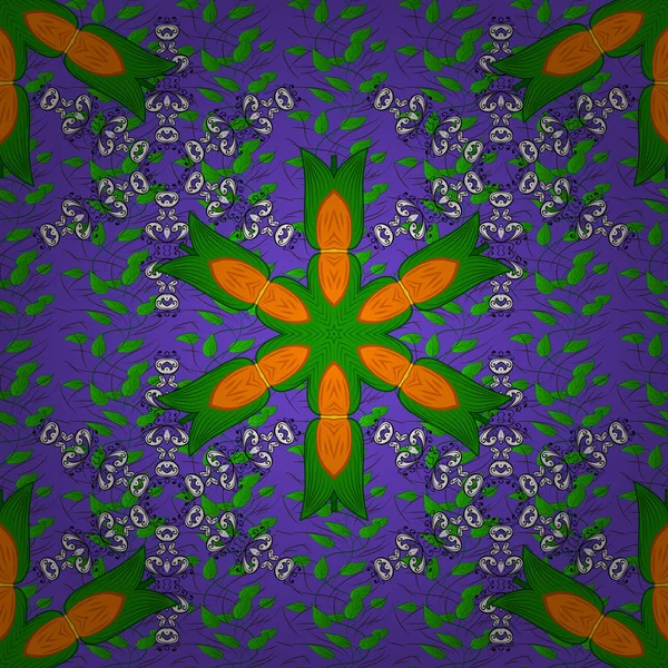 Nahtlose Hintergrundmuster Aquarell Handgezeichnet Vektorillustration Wildblumen Mit Blättern Violetten Grünen — Stockvektor