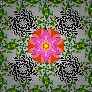 Vintage daveti veya düğün kartı mandala desen ve zarif çiçek öğeleri. Vektör şablon tebrik kartı, davet ve reklam afişi, gri, siyah ve yeşil renkler broşür.