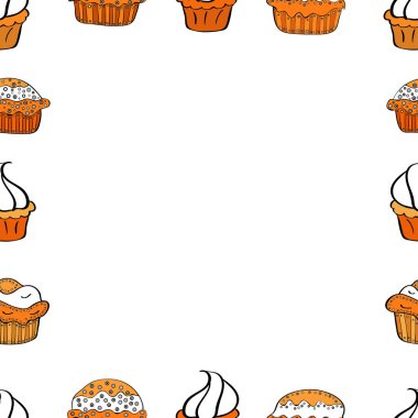 Kusursuz desen. El çizimi vektör çerçeve karalamaları. Vektör.