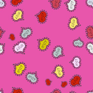 Gerçekçi güzel pembe, siyah ve tarafsız kalp ile Seamless modeli. Vektör çizim. Aşk ve tatil tema. Mutlu sevgililer günü.