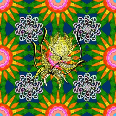 Düğün davetiyesi, kitap kapağı veya el ilanı için. Yeşil, turuncu ve mavi renkler renkli süs mandala, antik Yunan ve İslam süsler dayalı ile.