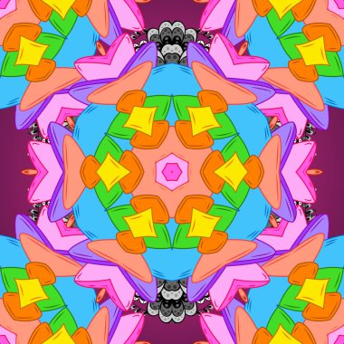 Vektör - hisse senedi. Sorunsuz arka plan deseni. Turuncu, mavi ve pembe renkler üzerinde karalamalar. Suluboya, elle çizilmiş.