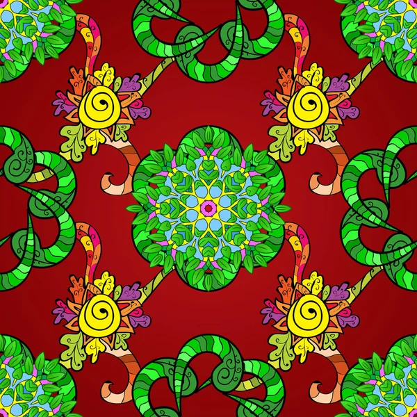 Vektör çizim. El ile zarif öğe üzerinde kırmızı, yeşil ve siyah renkleri çizimi.