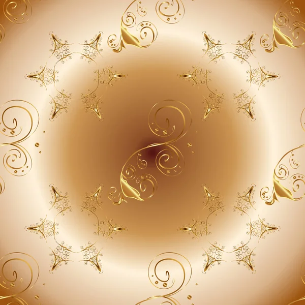 Золотой Элемент Бежевом Коричневом Нейтральном Цветах Золотое Цветочное Украшение Стиле — стоковый вектор