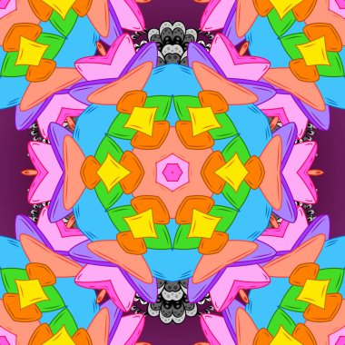 Tasarım ve hediye paketleme kağıt, tebrik kartları, afiş ve posterler tasarım. Varicoloorange, mavi ve pembe vektör sorunsuz çizim.