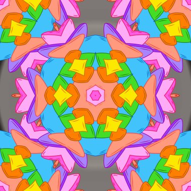 Karalamalar desen. Vektör. İhale kumaş deseni. Turuncu, mavi ve pembe renkler. Kesintisiz ilginç arka plan.