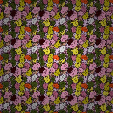 Dekorasyon, Hediyelik kağıt, Tekstil için tasarım. Aşk Romantik tema. Vektör. Pembe, siyah, sarı zemin üzerinde küçük kalpler ile Seamless modeli. Doku soyut, fayans tekrar et. Sevgiliye arka plan.