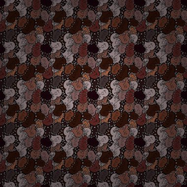 Vektör kalp. Kahverengi, siyah ve bej renk swirls. Sembol Sevgililer günü. Sınır düğün. Şirin yazı hat metin ve kalpleri, zarflar, kesintisiz aşk desenle doodles.