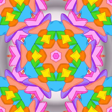 Şık kumaş deseni. Vintage. Sorunsuz karalamalar turuncu, mavi ve pembe renkler. Vektör.