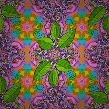 Restoran menü, el ilanı, tebrik kartı, broşür, kitap kapağı ve diğer süslemeleri vektör İslam şablonu. Mandala yeşil, turuncu ve pembe renkler renkli renklerde dekore edilmiş kartıyla.