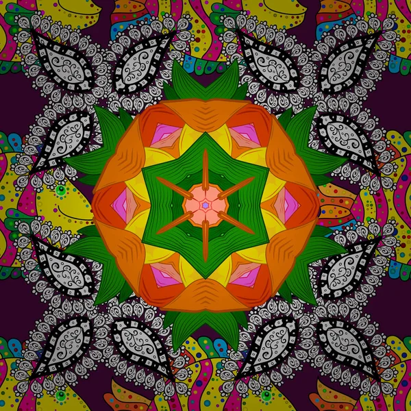 Vektor Gutschein Vorlage Mit Mandala Ornament Auf Weißem Grünem Und — Stockvektor