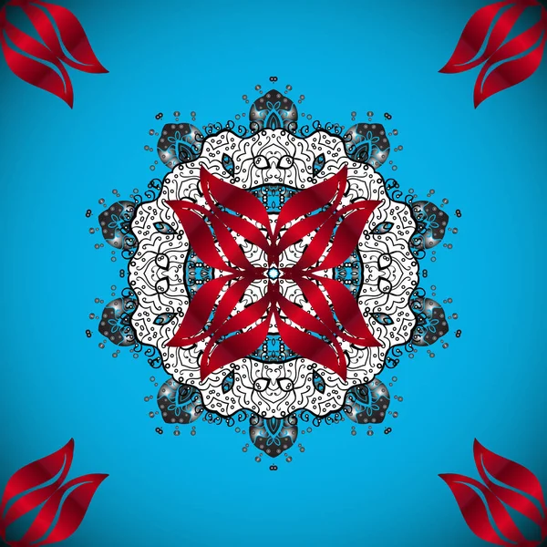 Color Intrincado Árabe Con Azul Rojo Blanco Colores Mandala Color — Vector de stock