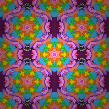 İhale kumaş deseni. Vektör. Turuncu, mavi ve pembe renkler. Desen. Sorunsuz Retro arka plan tasarlamak.