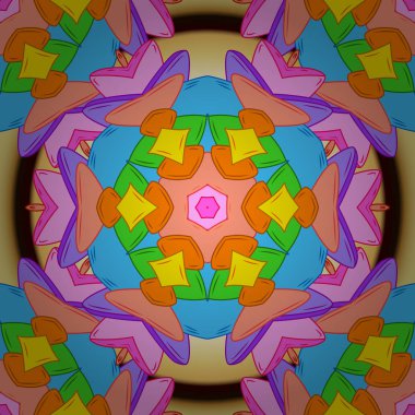 Vektör çizim. -hisse senedi. Güzel arka plan. Turuncu, mavi ve pembe renkler. Soyut karalamalar desen. Sorunsuz şirin kumaş deseni.