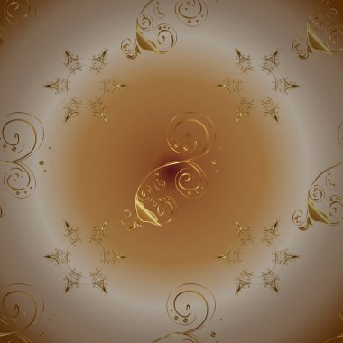 Seamless oryantal klasik altın modeli. Vektör arka plan bej, kahverengi ve nötr renkler altın yinelenen öğeleri ile.