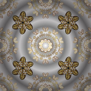 Çiçek süsleme brokar Tekstil desen, cam, metal, nötr gri ve kahverengi renkleri altın elemanları ile çiçek desenli. Klasik vektör altın ödülü desen.