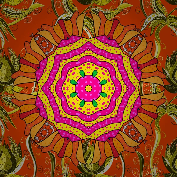 Цветной Логотип Мандала Оранжевом Желтом Пурпурном Цветах Сакральный Геометрический Векторный — стоковый вектор