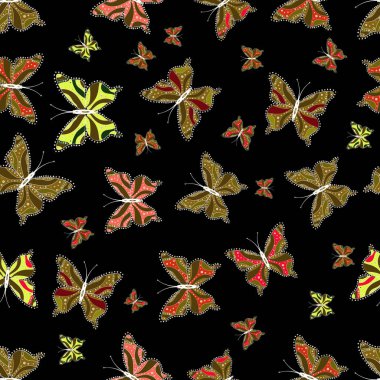 Vektör arka plan üzerinde kahverengi, siyah, beyaz renk. Moda dekorasyon güzel kelebek siluetleri ile. Bahar arka plan renkli kelebekler ile. Kartı, davet, sevimli kadınsı Desenini Yazdır.