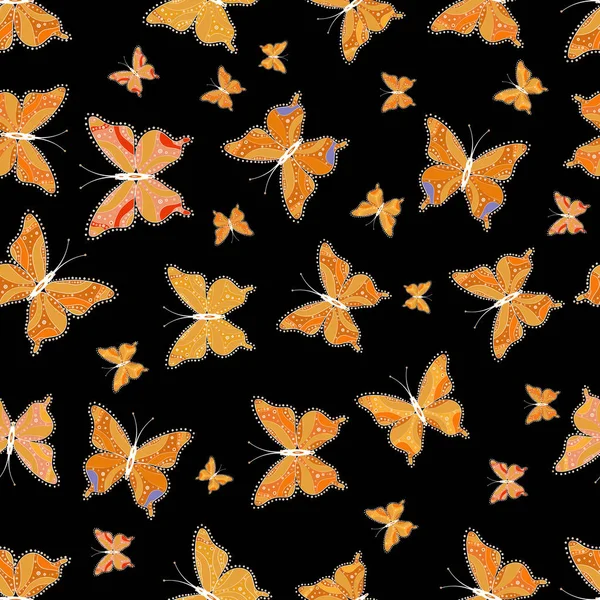 Fondo Patrón Verano Floral Sin Costuras Colores Naranja Negro Blanco — Vector de stock