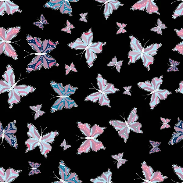 Illustration Papillon Neutre Noir Blanc Modèle Abstrait Sans Couture Pour — Image vectorielle