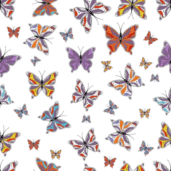 Nahtloses Muster Mit Fliegenden Schmetterlingen Aquarell Stil Hintergrund Für Stoff — Stockvektor