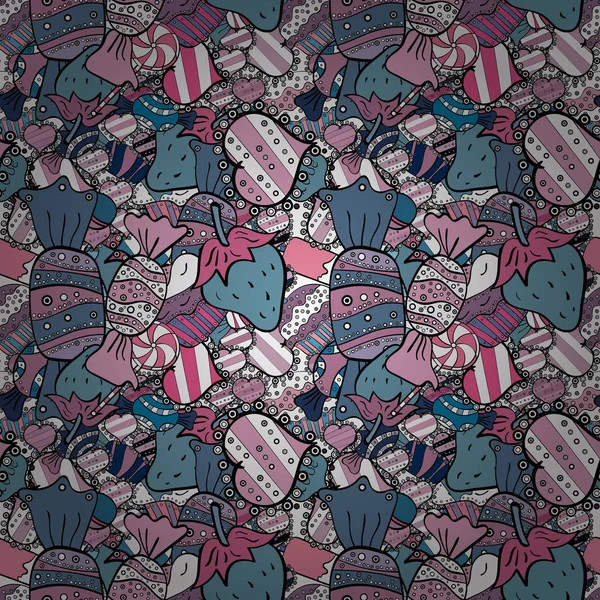 Vektör cupcake çizim. Beyaz, mavi ve siyah şirin Doğum izi. Elle çizilmiş cupcakes. Doodle kek krem ile. Vektör çizim.