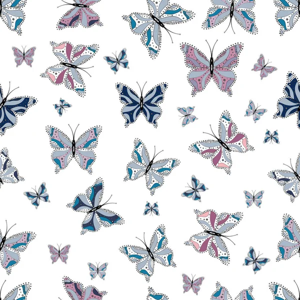 Perfekt Für Textilien Skizzen Webseiten Hintergründe Oberflächentexturen Niedlichen Schmetterling Nahtlose — Stockvektor