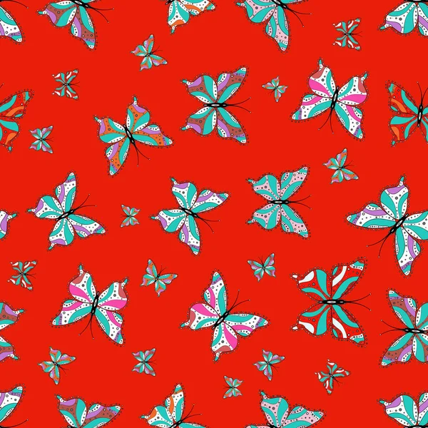 Children Butterfly Seamless Pattern Vector Fashion Butterflies Sketch Child Beautiful — Stock Vector