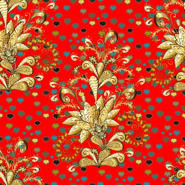 Flores Colores Rojo Marrón Amarillo Lindo Patrón Vector Flor Color — Archivo Imágenes Vectoriales