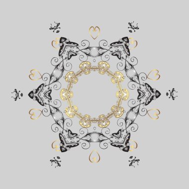 Kar taneleri, kar yağışı. Resimde. Düşen Noel kar taneleri stilize. Güzel vektör altın renkli bir arka plan üzerinde izole kar taneleri.