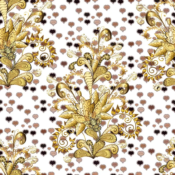 Éléments Fleurs Plates Design Fleurs Sur Les Couleurs Blanc Brun — Image vectorielle