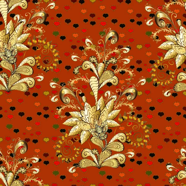Concepto Lujo Real Victoriano Patrón Dorado Colores Marrón Amarillo Naranja — Archivo Imágenes Vectoriales