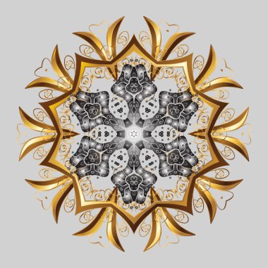 Kar tanesi basit. Kış, neşeli Noel tatili, mutlu yeni yıl kutlama vektör çizim sembolü. Resimde altın renkler. Soyut duvar kağıdı dekorasyon sarma,.