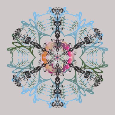 El yapımı stres önleyici kar tanesi. Örtü, poster, tişört ya da dövme için şablon. Yetişkin sanat terapisi için kış boyama sayfaları. Vektör illüstrasyonu.