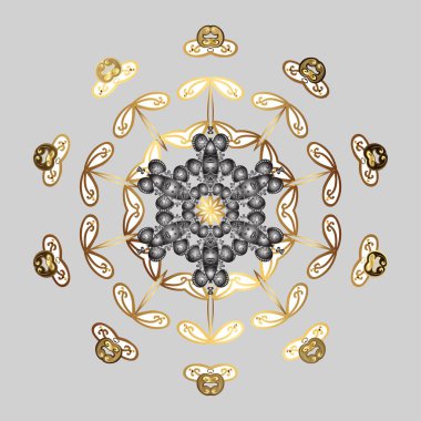 Vector noel soyut renkli arka plan ve şirin kar tanesi. Kar taneli altın renkler. Vektör illüstrasyonu.