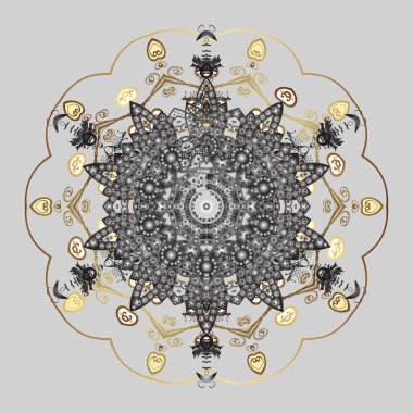 Vektör kar taneleri arka planı. Kar tanesi rengarenk desen. Soyut kar taneleri arkaplanda izole edilmiş düz dizayn. Vektör çizimi. Kar taneleri deseni.