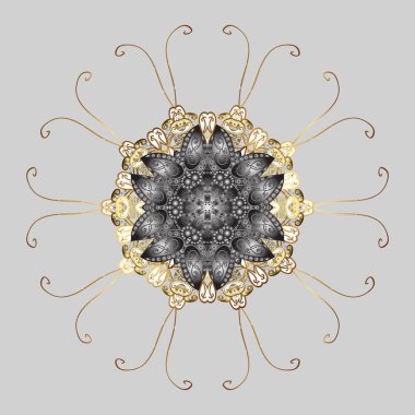 Kar taneleri arka planda. Renkli arka planda izole edilmiş kar tanelerinin düz tasarımı. Vektör çizimi. Kar tanesi süsleme deseni. Kar taneleri deseni.