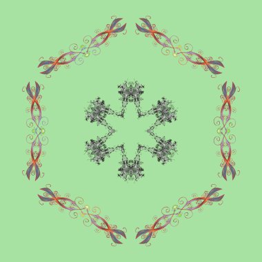 Kar taneleri deseni. Vektör çizimi. Kar tanesi rengarenk desen. Vektör kar taneleri arka planı. Soyut kar taneleri arkaplanda izole edilmiş düz tasarım.