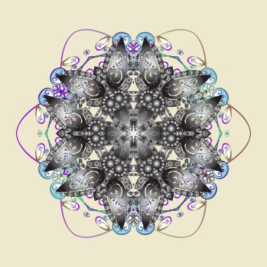 Kış sembolü. Güzel dekorasyon. Bej, gri ve mavi renkler izole suluboya kar taneleri. Bej, gri ve mavi izole kar taneleri ile vektör çizim.