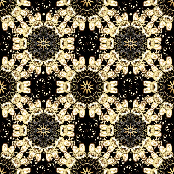 Безшовний Східний Орнамент Стилі Бароко Традиційний Класичний Золотий Векторний Візерунок — стоковий вектор
