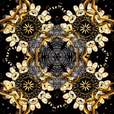 Siyah renkler altın elemanları ile Seamless modeli. Geleneksel şark süsleme. Klasik vektör altın seamless modeli. Klasik vintage arka plan.