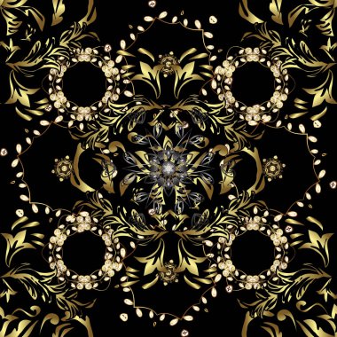 Sorunsuz klasik vektör desen sarı ve altın. Geleneksel şark süsleme. Klasik vintage arka plan.