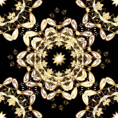 Klasik vektör altın Dikişsiz desen. Sarı renkler altın elemanları ile Seamless modeli. Klasik vintage arka plan. Geleneksel şark süsleme.