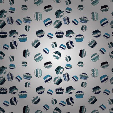 Pasta, kap, koni. Vektör çizim. Beyaz, mavi ve tarafsız sorunsuz parlak Doğum izi. Kağıt ambalaj.