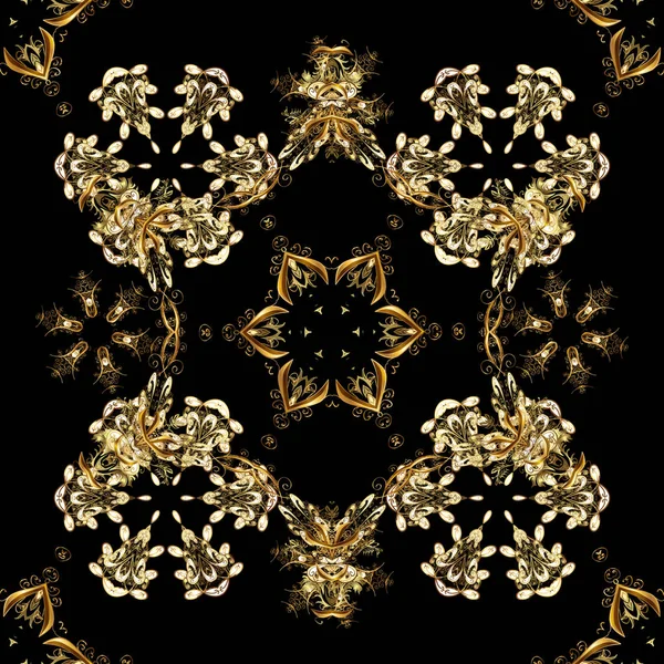 Декоративное Векторное Украшение Золотой Элемент Черного Коричневого Бежевого Цветов Роскошная — стоковый вектор