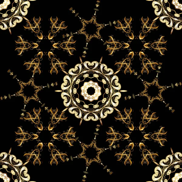 Векторний Золотий Безшовний Візерунок Золоті Елементи Східному Стилі Арабески Безшовні — стоковий вектор