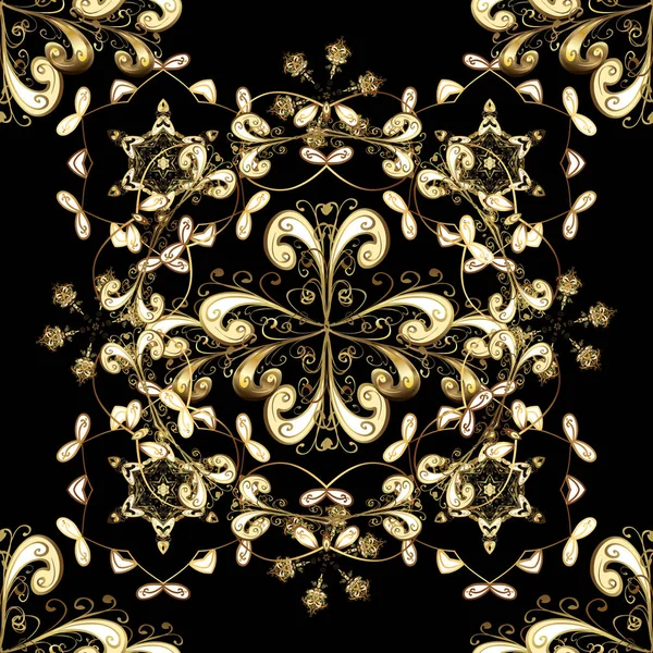 Padrão Dourado Sem Costura Vector Ornamento Oriental Padrão Dourado Cores —  Vetores de Stock