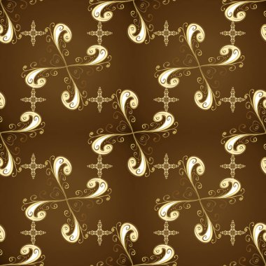 Geleneksel şark süsleme. Vektör çizim. Renkler altın elemanları ile Seamless modeli. Klasik vektör altın Dikişsiz desen. Klasik vintage arka plan.