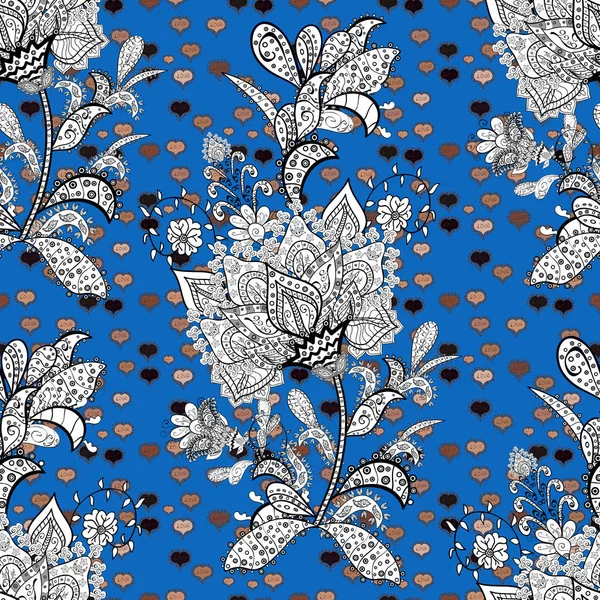 Farbe Frühling Theme Nahtlose Muster Hintergrund Flache Blume Elemente Design — Stockvektor