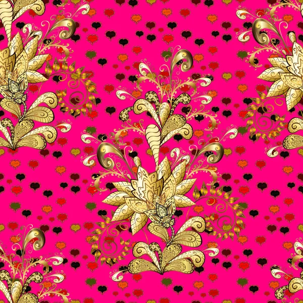 Klassischer Vintage Hintergrund Klassischer Vektor Golden Auf Magenta Braunen Und — Stockvektor